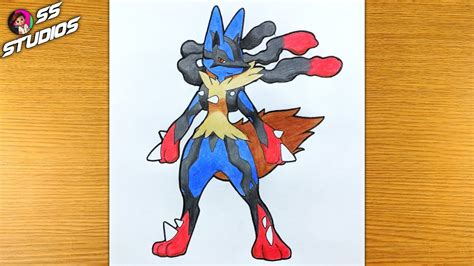 how to draw pokemon mega|how to draw mega lucario.